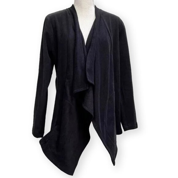 DKNY Black Fleece Asymmetrical Open Front Cardigan Sweater Jacket - Picture 1 of 13